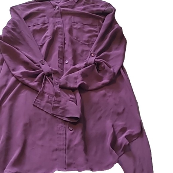 Express‎ Button Down Blouse |High/low Top in Plum - Picture 1 of 4